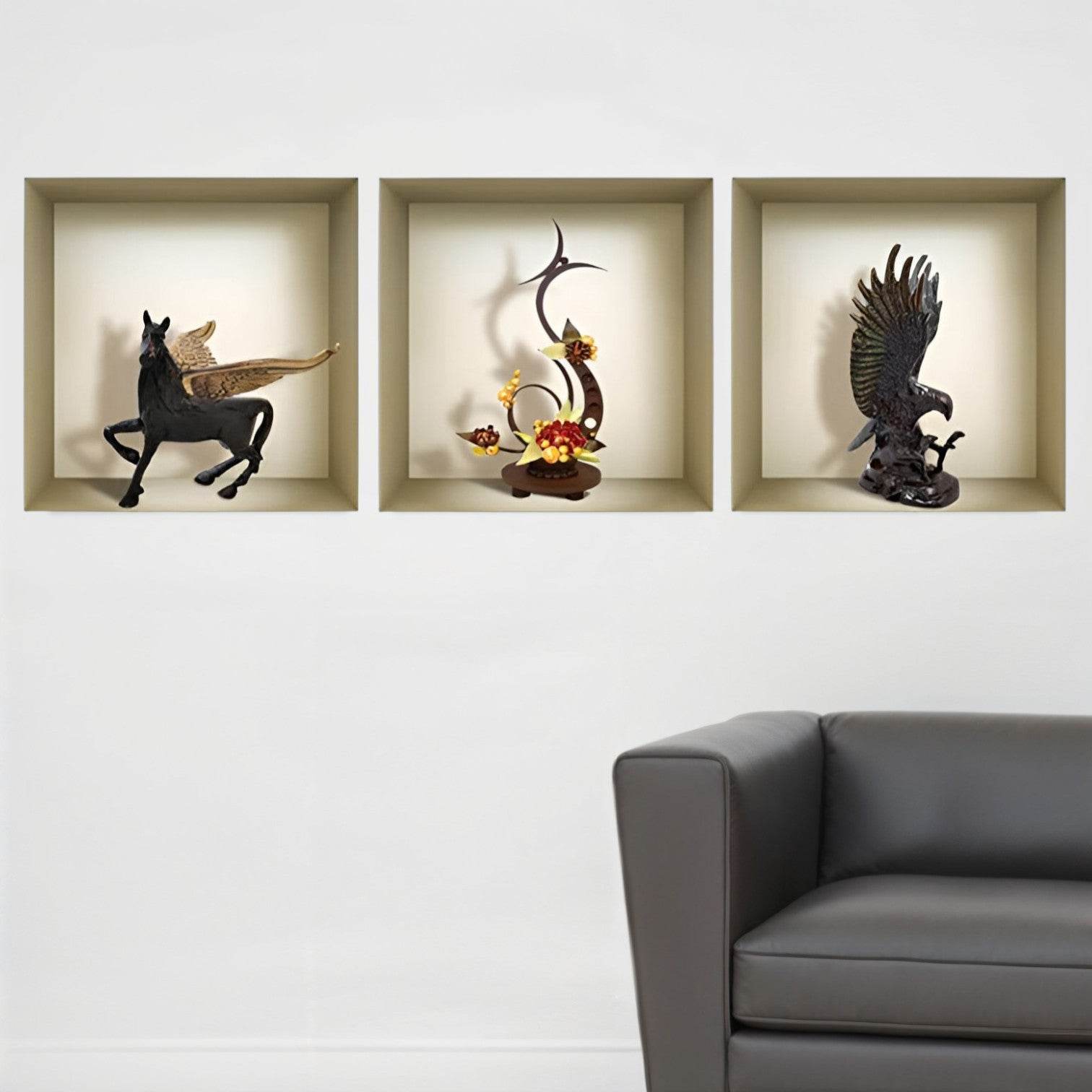 Set of Three Lia Faux Niche 3D Peel and Stick Wall Decals - Loft&Timber