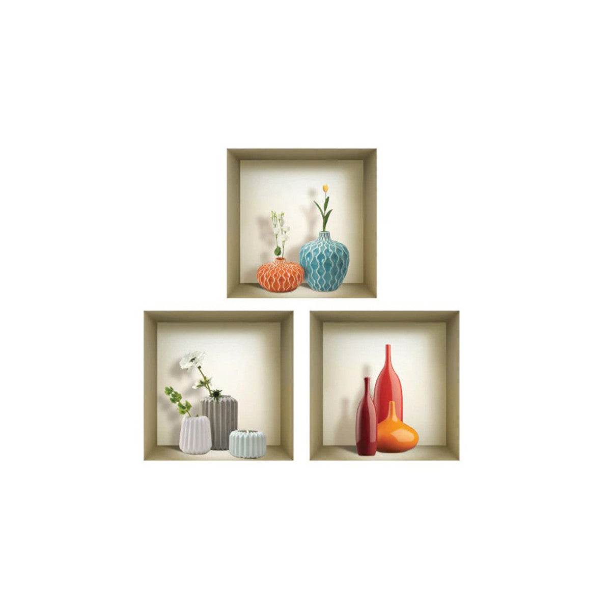 Set of Three Len Faux Niche 3D Peel and Stick Wall Decals - Loft&Timber