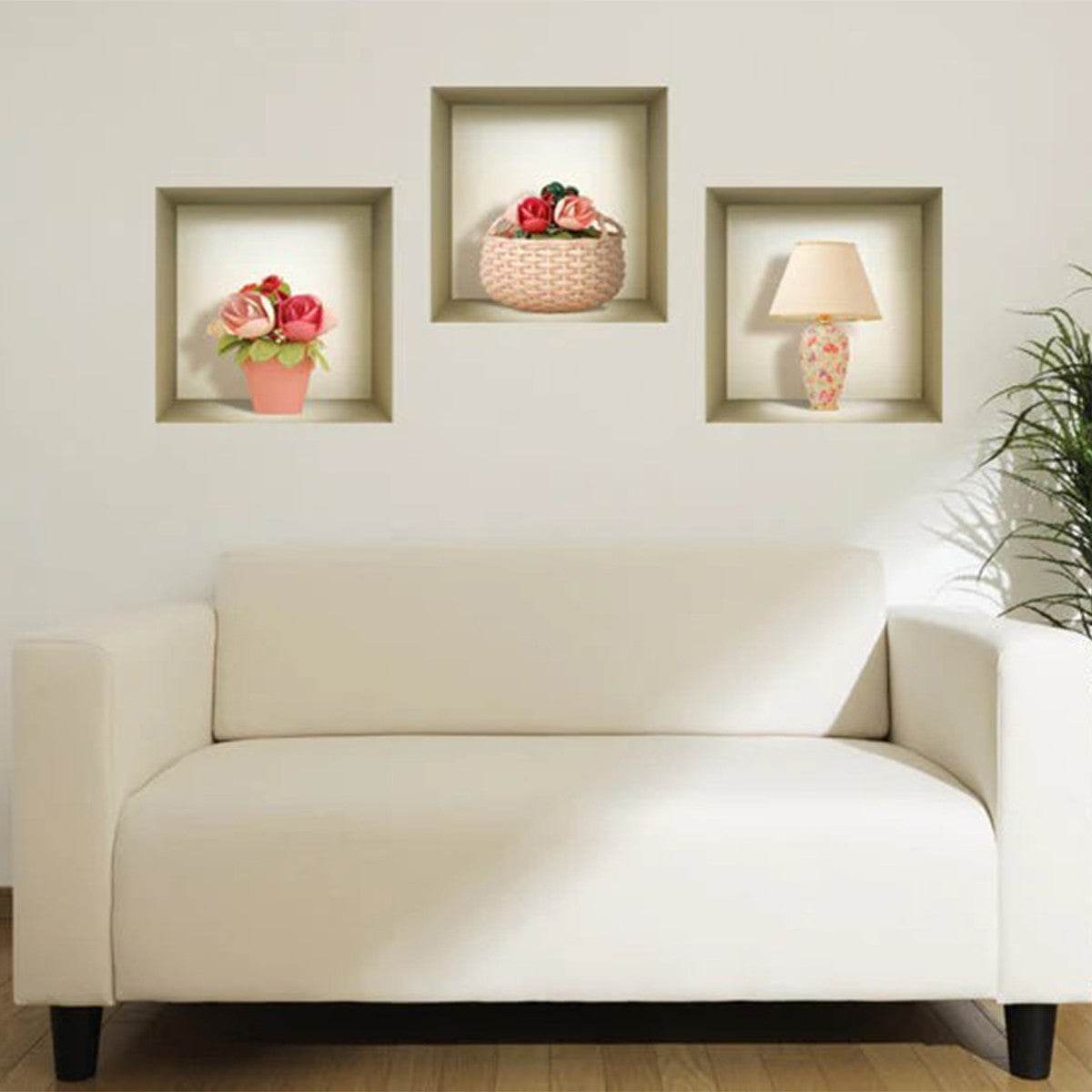 Set of Three Lil Faux Niche 3D Peel and Stick Wall Decals - Loft&Timber