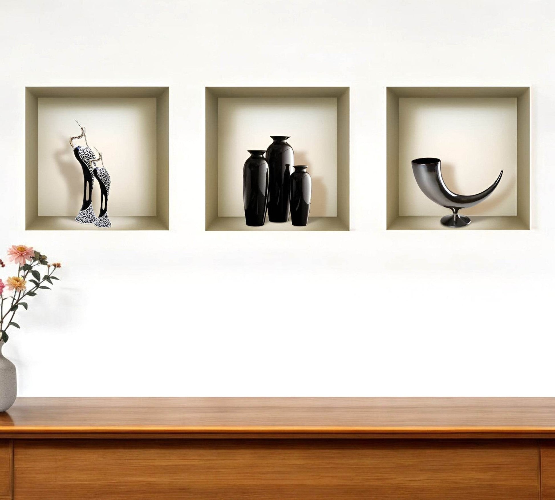 Set of Three Eli Faux Niche 3D Peel and Stick Wall Decals - Loft&Timber