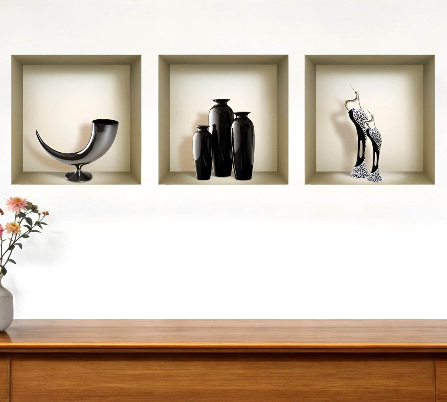 Set of Three Ian Faux Niche 3D Peel and Stick Wall Decals - Loft&Timber