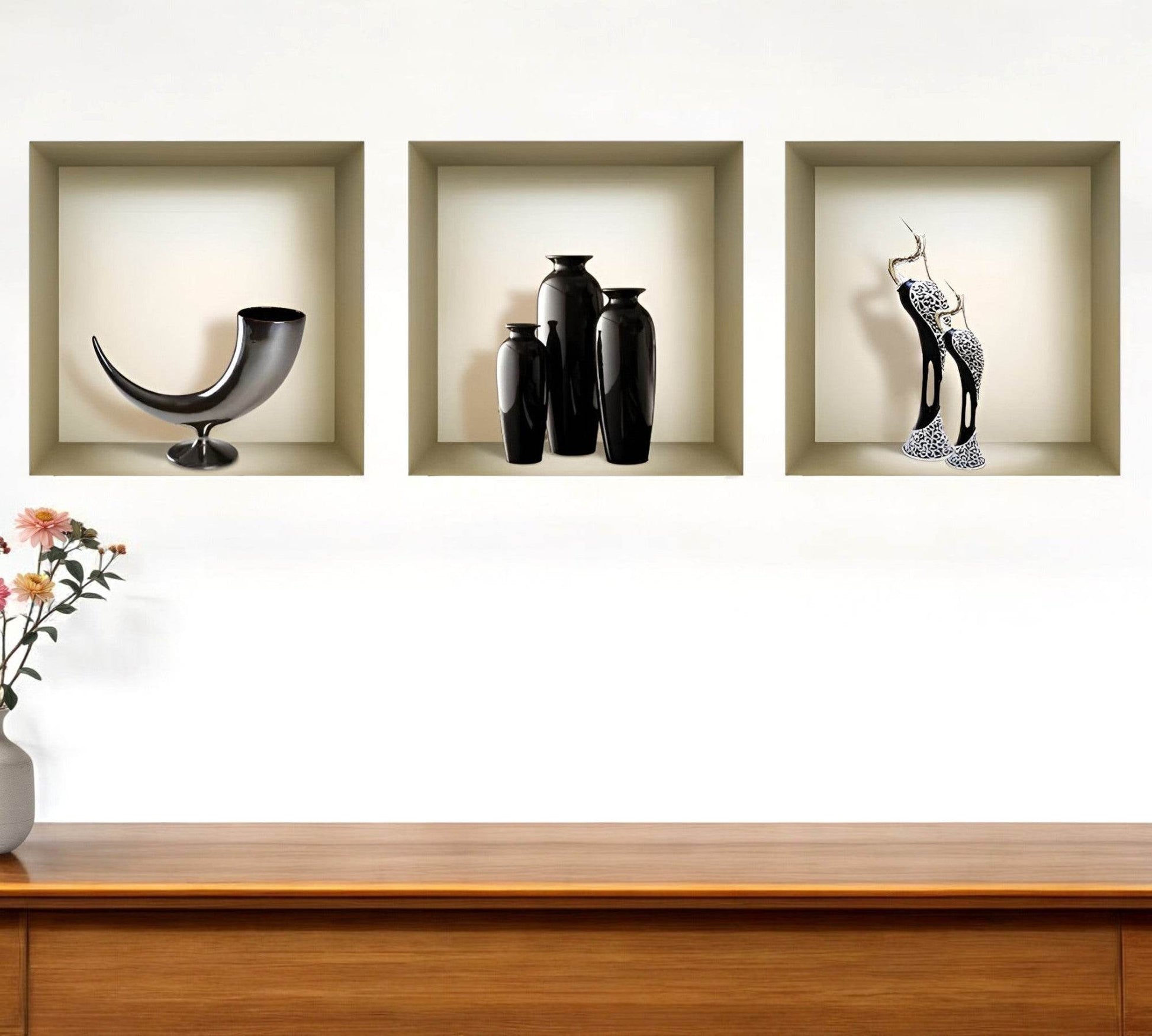 Set of Three Ian Faux Niche 3D Peel and Stick Wall Decals - Loft&Timber