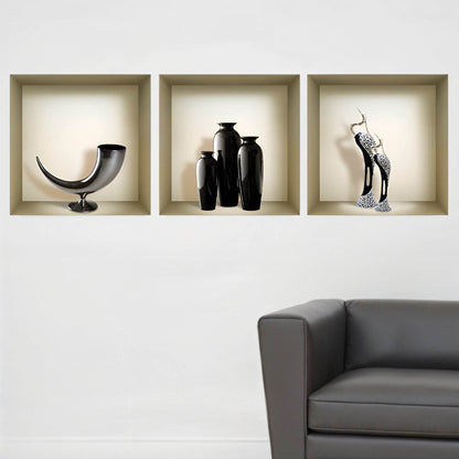 Set of Three Max Faux Niche 3D Peel and Stick Wall Decals - Loft&Timber