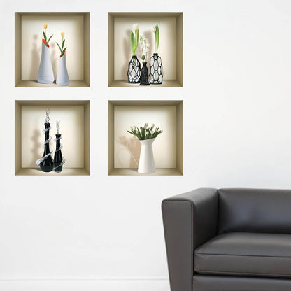 Set of Four Ivy Faux Niche 3D Peel and Stick Wall Decals - Loft&Timber