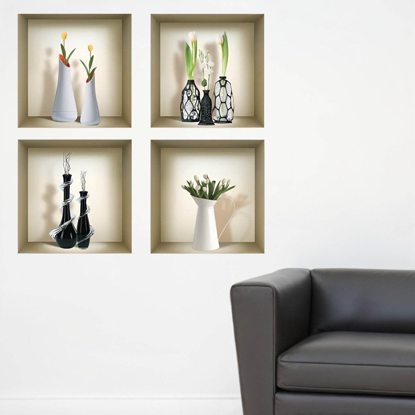 Set of Four Ari Faux Niche 3D Peel and Stick Wall Decals - Loft&Timber