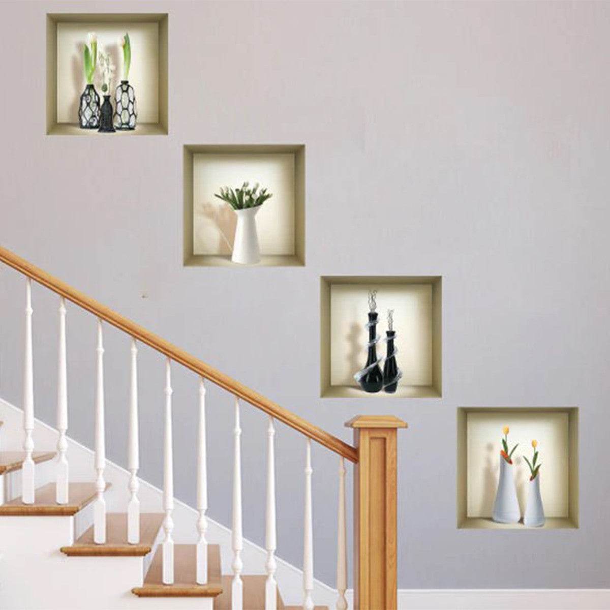 Set of Four Ari Faux Niche 3D Peel and Stick Wall Decals - Loft&Timber