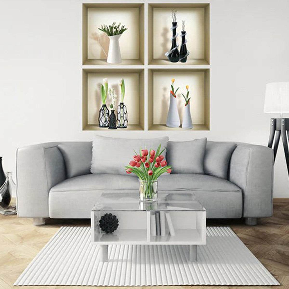 Set of Four Ari Faux Niche 3D Peel and Stick Wall Decals - Loft&Timber