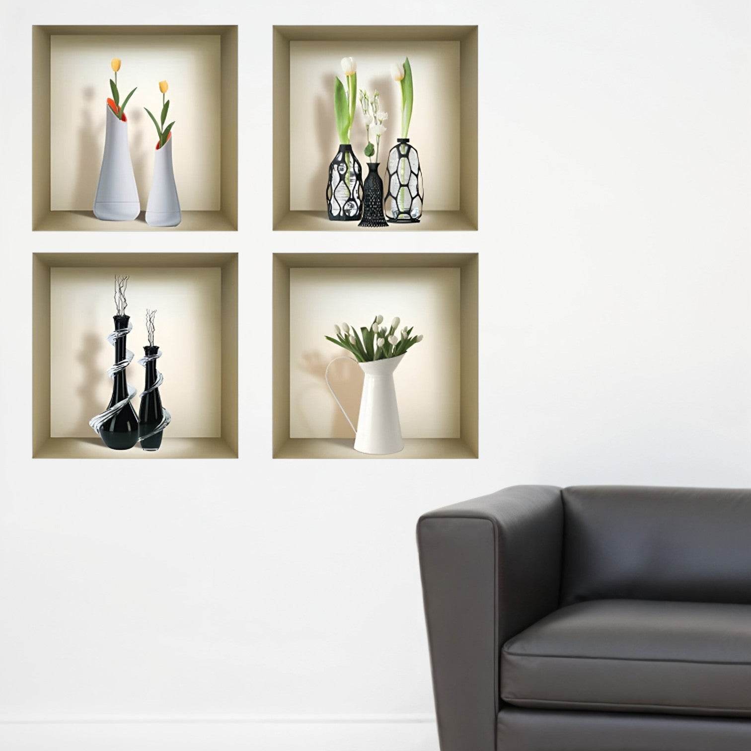 Set of Four jay Faux Niche 3D Peel and Stick Wall Decals - Loft&Timber