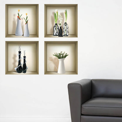 Set of Four jay Faux Niche 3D Peel and Stick Wall Decals - Loft&Timber