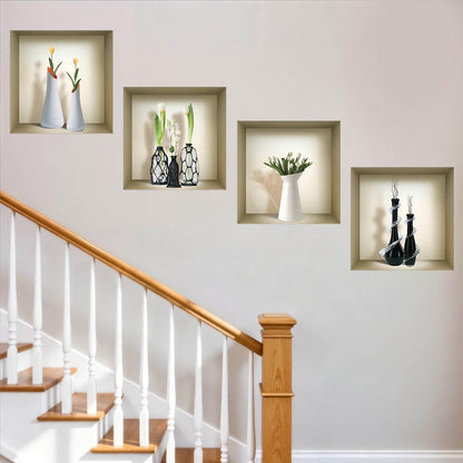 Set of Four jay Faux Niche 3D Peel and Stick Wall Decals - Loft&Timber