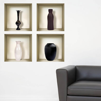 Set of Four Mac Faux Niche 3D Peel and Stick Wall Decals - Loft&Timber