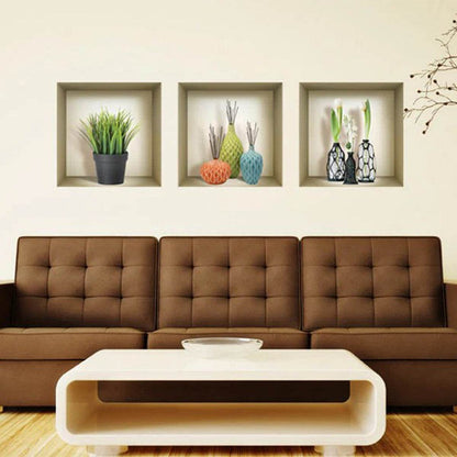 Set of Three Nia Faux Niche 3D Peel and Stick Wall Decals - Loft&Timber