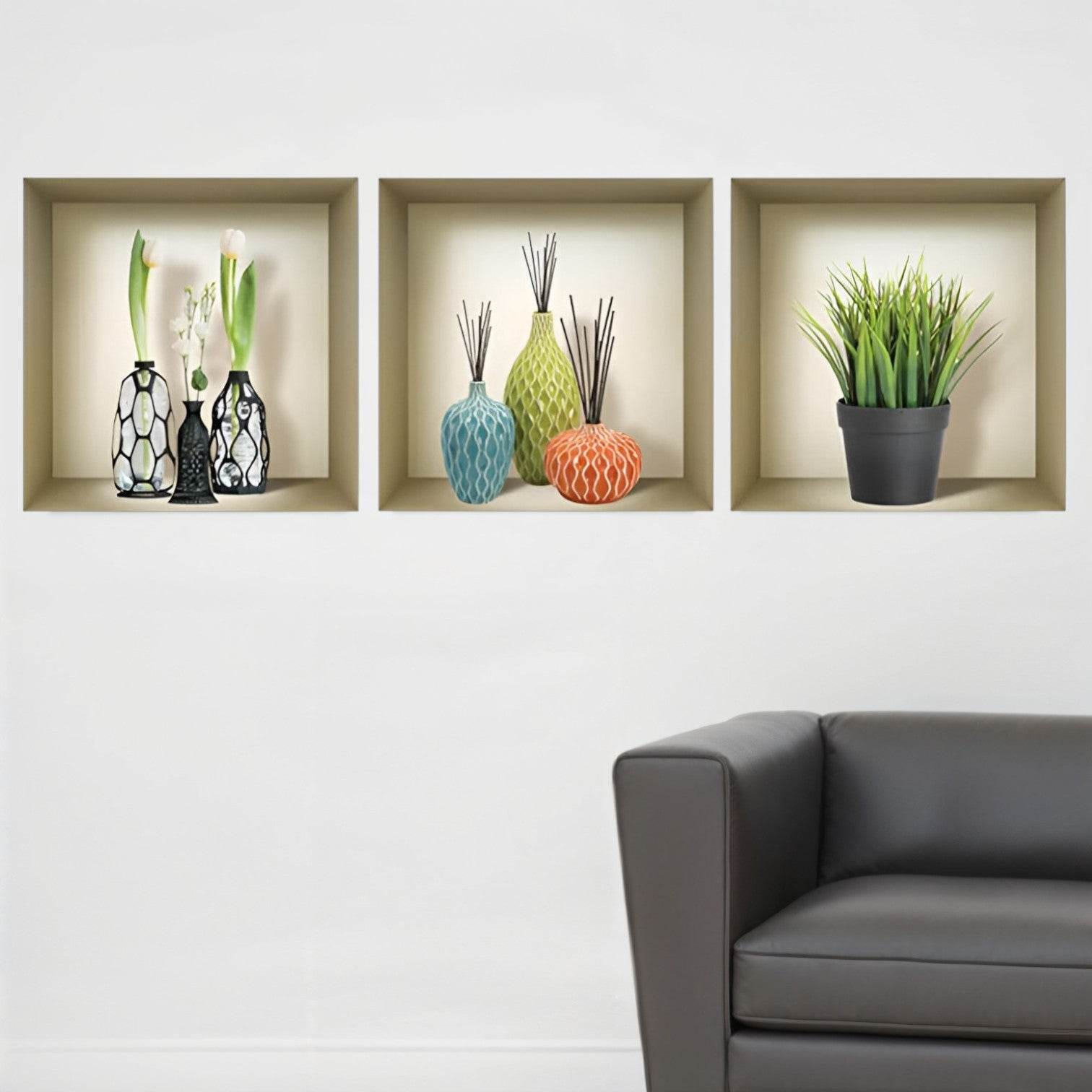 Set of Three Mya Faux Niche 3D Peel and Stick Wall Decals - Loft&Timber