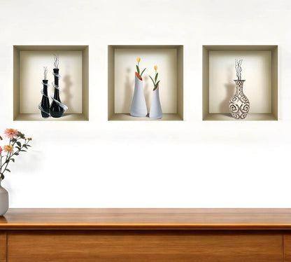 Set of Three Noa Faux Niche 3D Peel and Stick Wall Decals - Loft&Timber