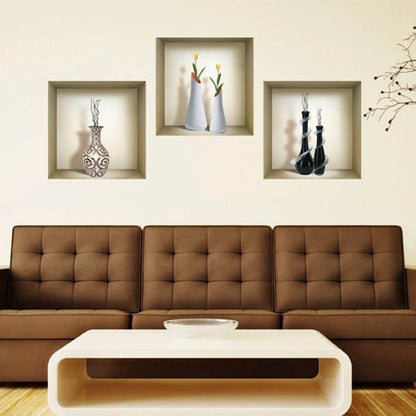 Set of Three Ray Faux Niche 3D Peel and Stick Wall Decals - Loft&Timber