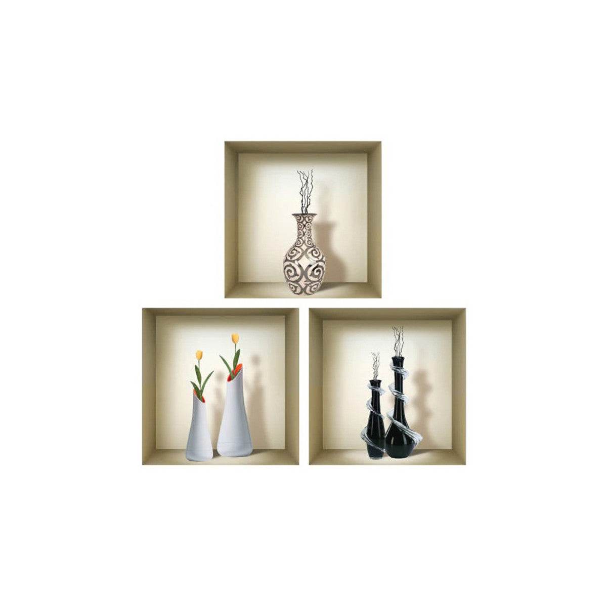 Set of Three Ray Faux Niche 3D Peel and Stick Wall Decals - Loft&Timber