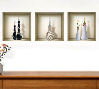 Set of Three Ray Faux Niche 3D Peel and Stick Wall Decals - Loft&Timber