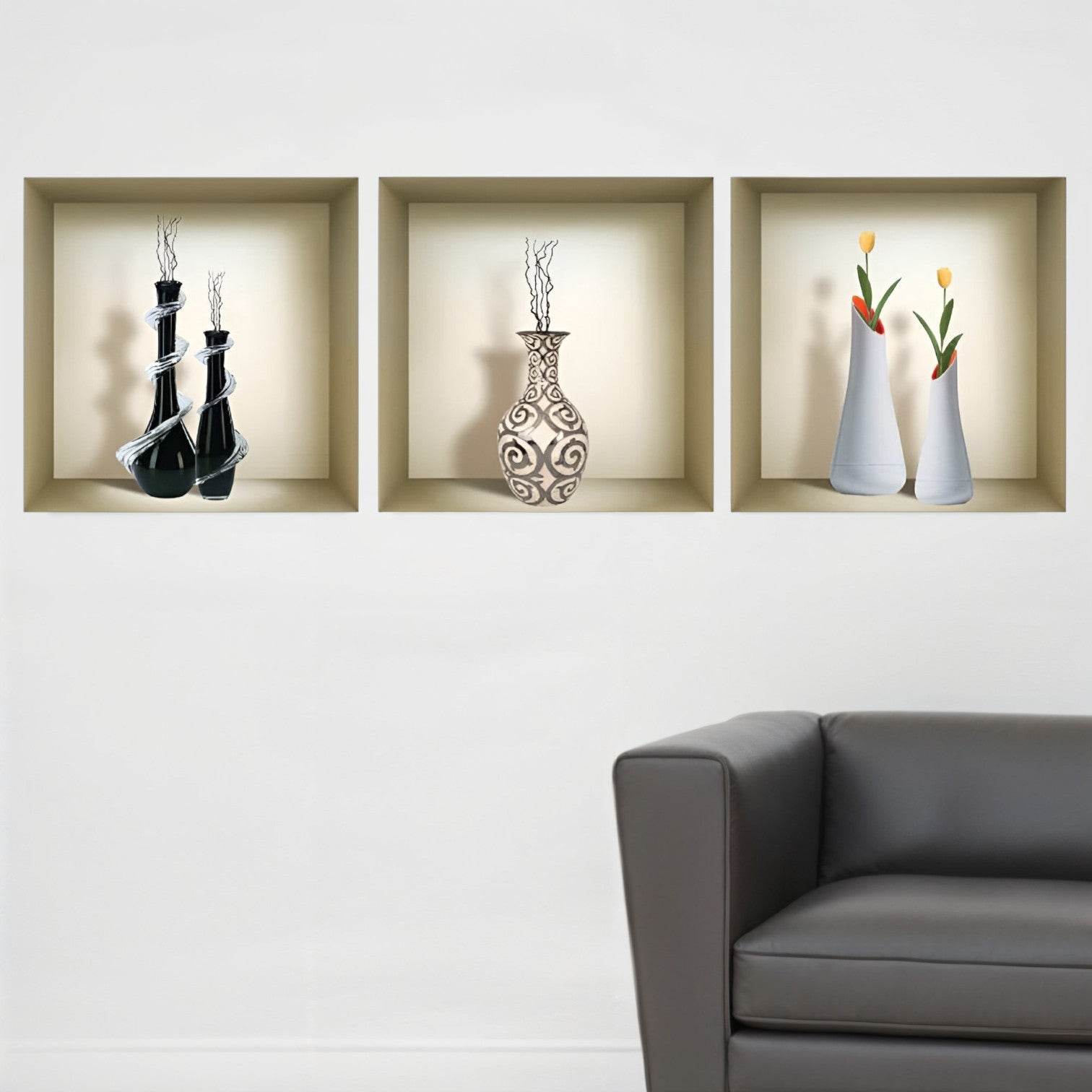 Set of Three Ira Faux Niche 3D Peel and Stick Wall Decals - Loft&Timber