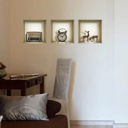 Set of Three Aya Faux Niche 3D Peel and Stick Wall Decals - Loft&Timber