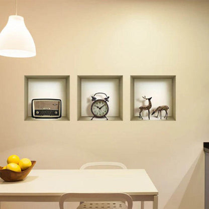 Set of Three Aya Faux Niche 3D Peel and Stick Wall Decals - Loft&Timber