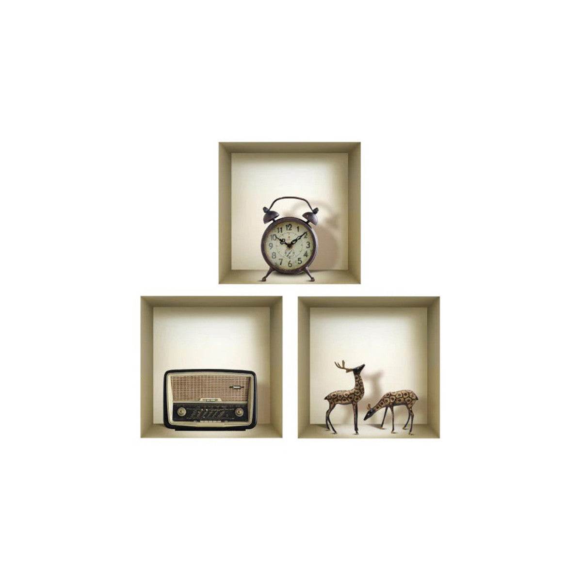 Set of Three Sky Faux Niche 3D Peel and Stick Wall Decals - Loft&Timber