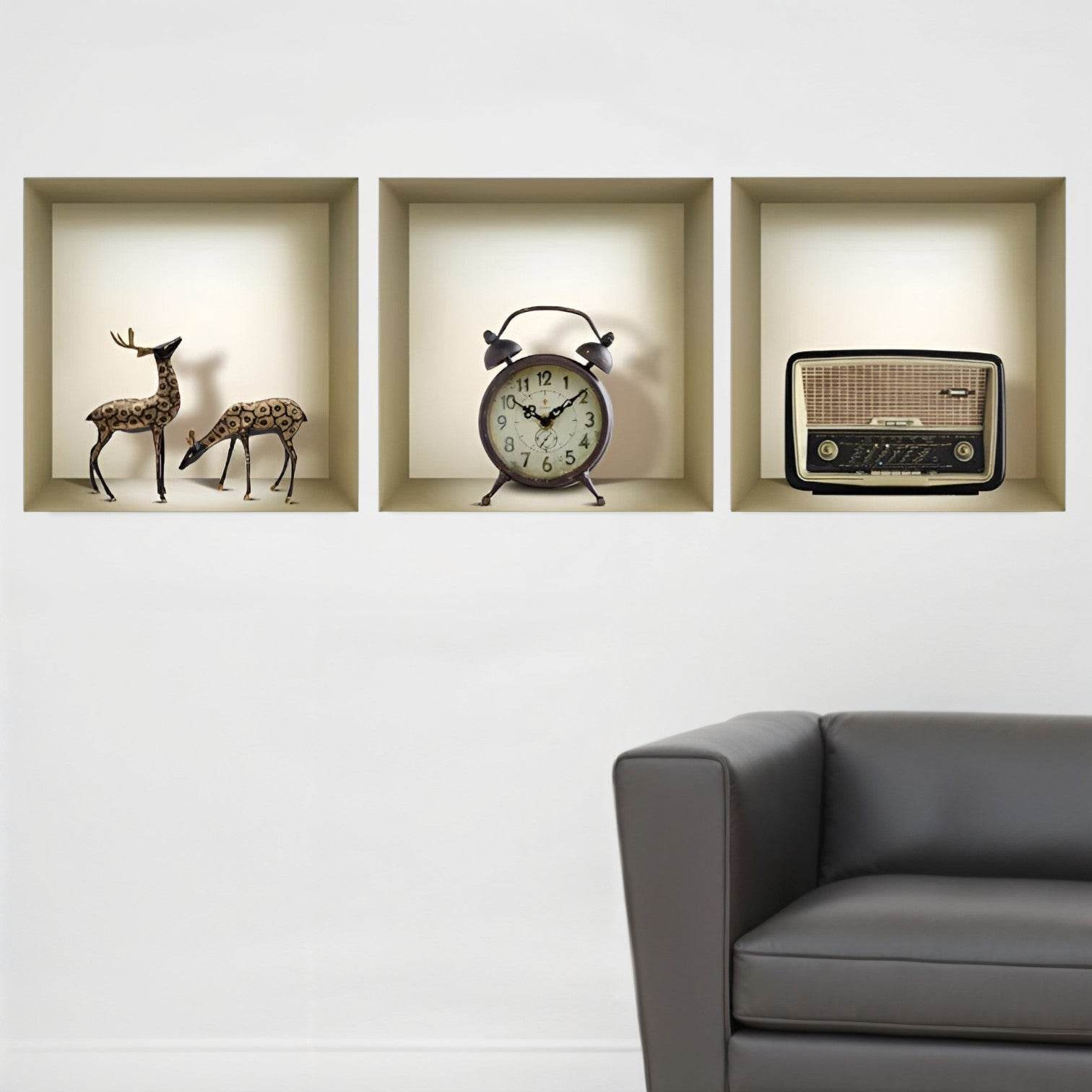 Set of Three Sky Faux Niche 3D Peel and Stick Wall Decals - Loft&Timber