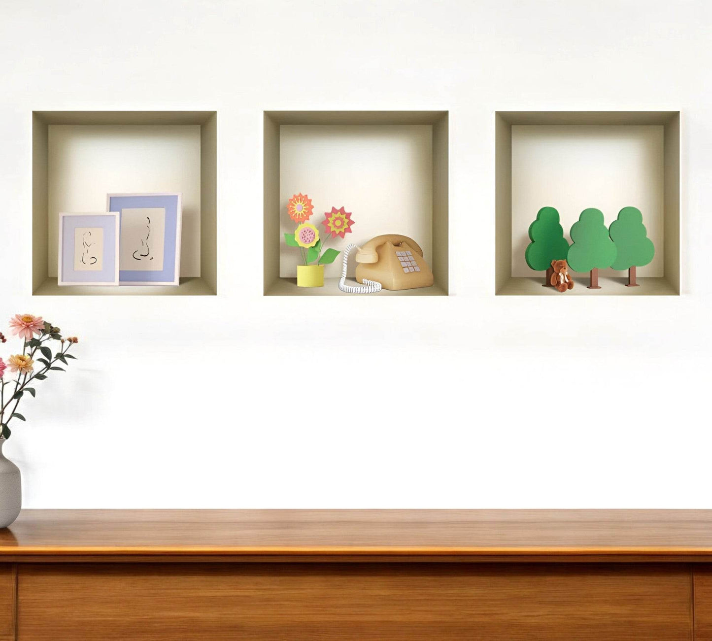 Set of Three May Faux Niche 3D Peel and Stick Wall Decals - Loft&Timber