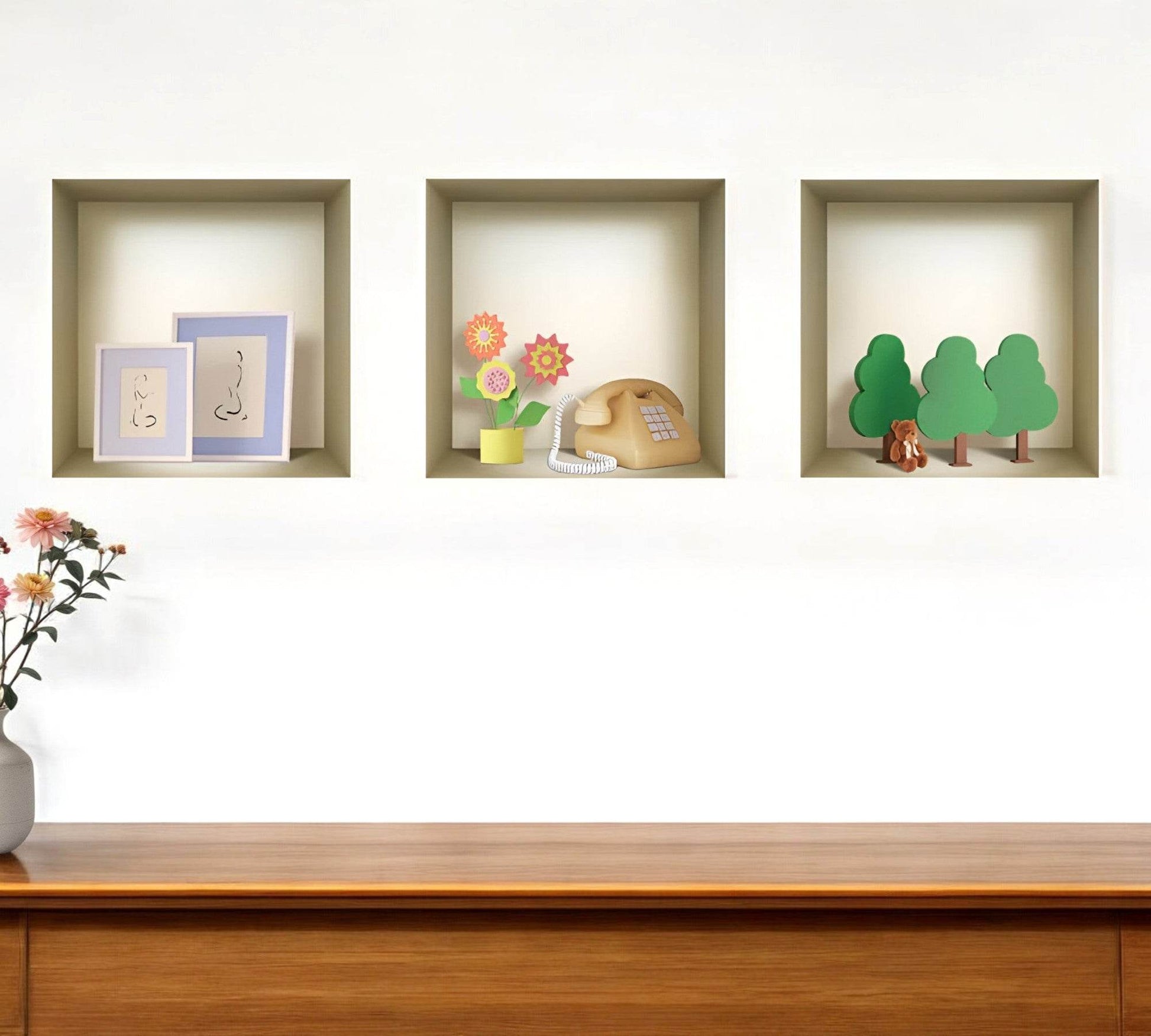 Set of Three May Faux Niche 3D Peel and Stick Wall Decals - Loft&Timber