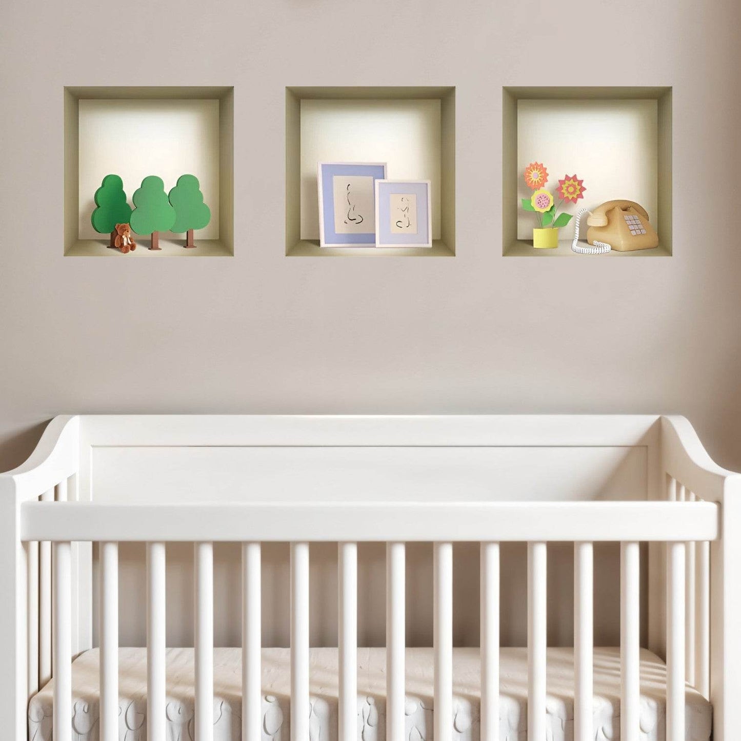 Set of Three May Faux Niche 3D Peel and Stick Wall Decals - Loft&Timber
