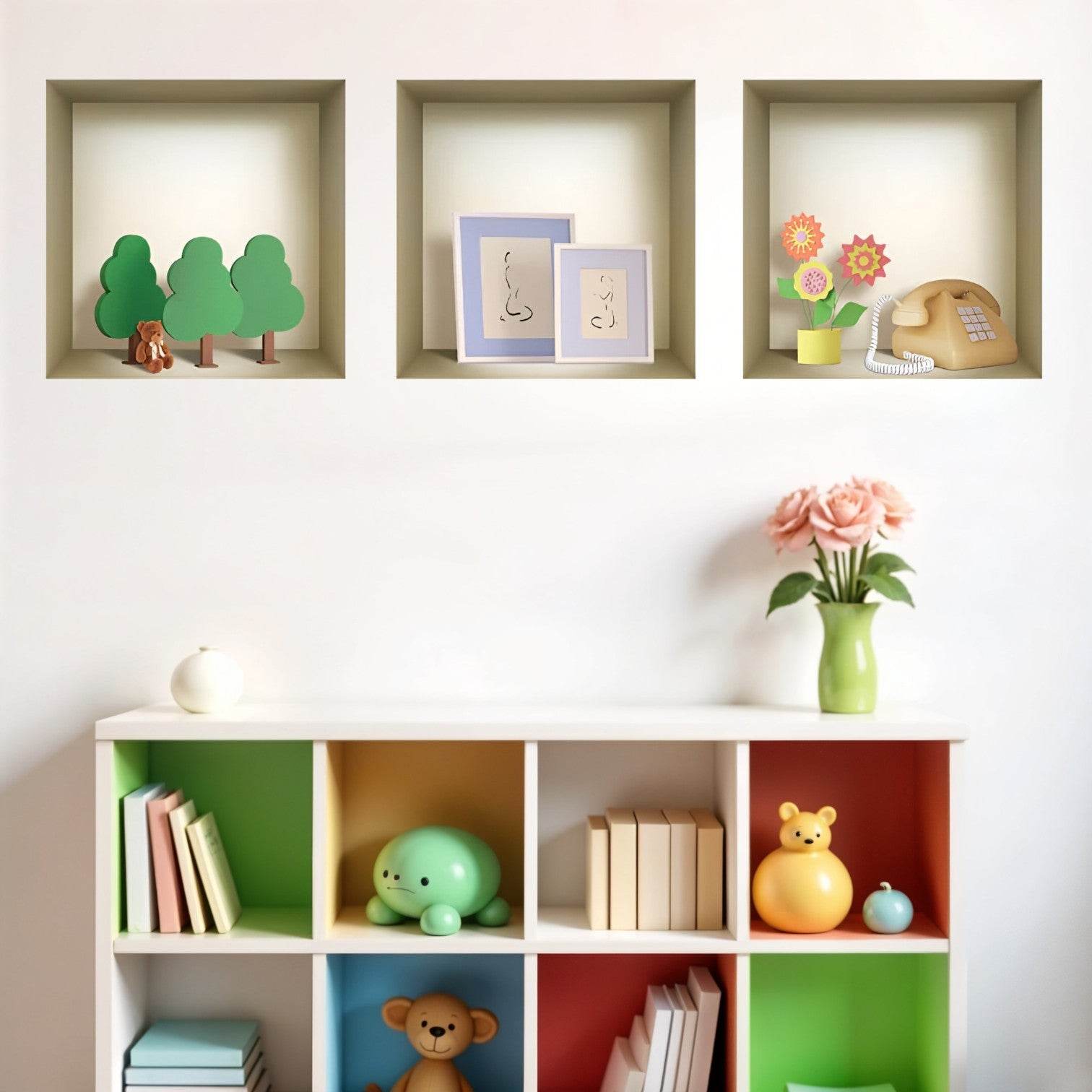 Set of Three Ash Faux Niche 3D Peel and Stick Wall Decals - Loft&Timber