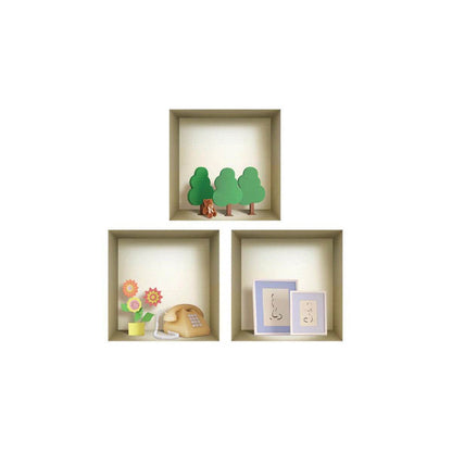 Set of Three Ash Faux Niche 3D Peel and Stick Wall Decals - Loft&Timber