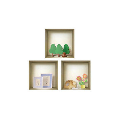 Set of Three Ash Faux Niche 3D Peel and Stick Wall Decals - Loft&Timber
