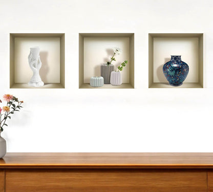Set of Three Avi Faux Niche 3D Peel and Stick Wall Decals - Loft&Timber