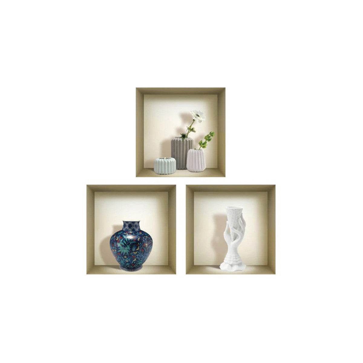 Set of Three Gio Faux Niche 3D Peel and Stick Wall Decals - Loft&Timber