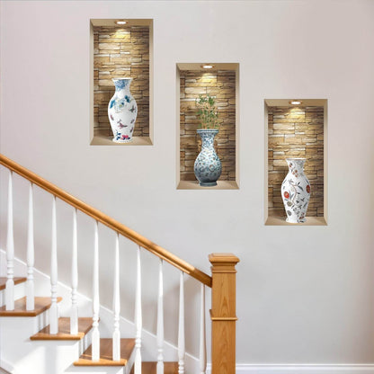Set of Three Tia Faux Niche 3D Peel and Stick Wall Decals - Loft&Timber