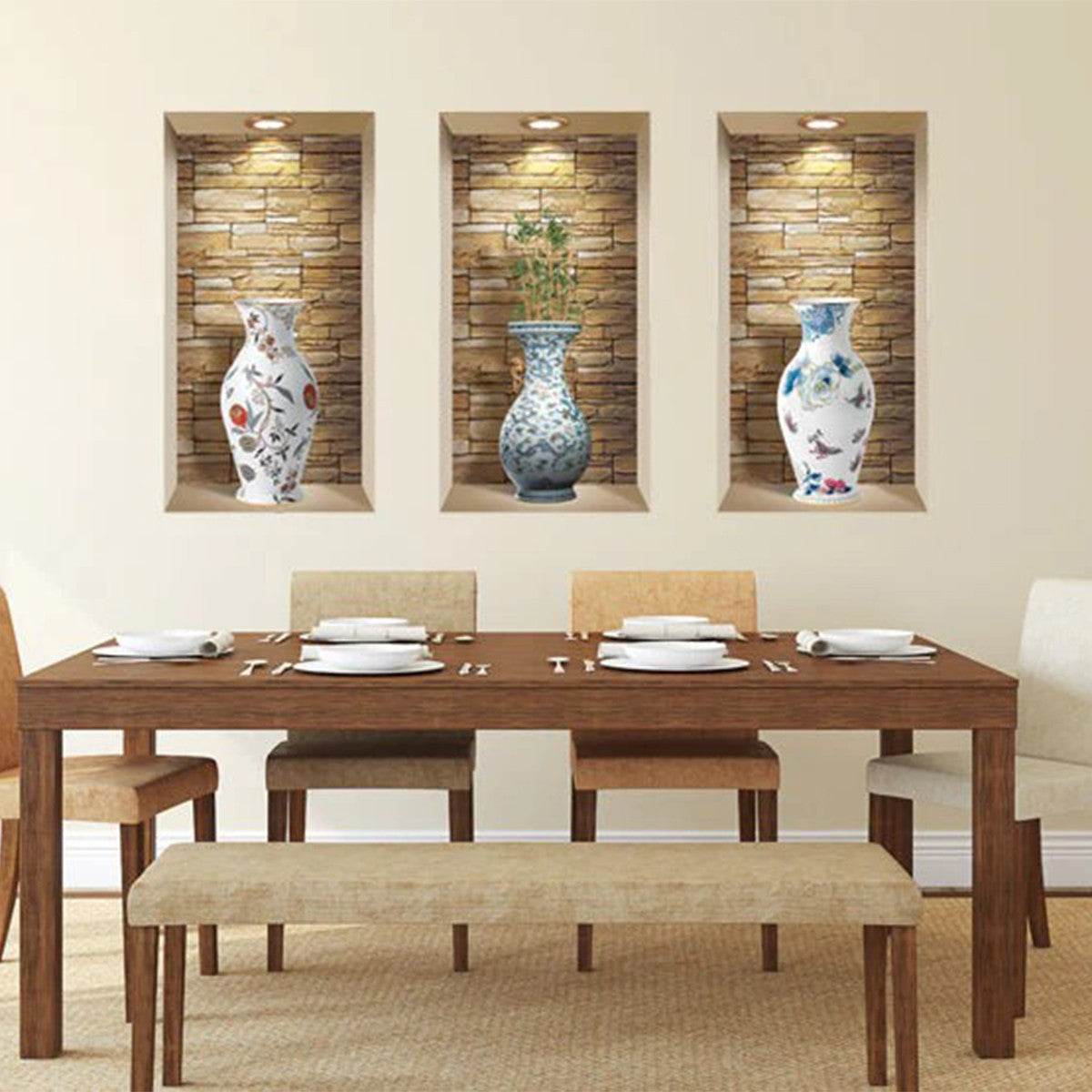 Set of Three Tia Faux Niche 3D Peel and Stick Wall Decals - Loft&Timber