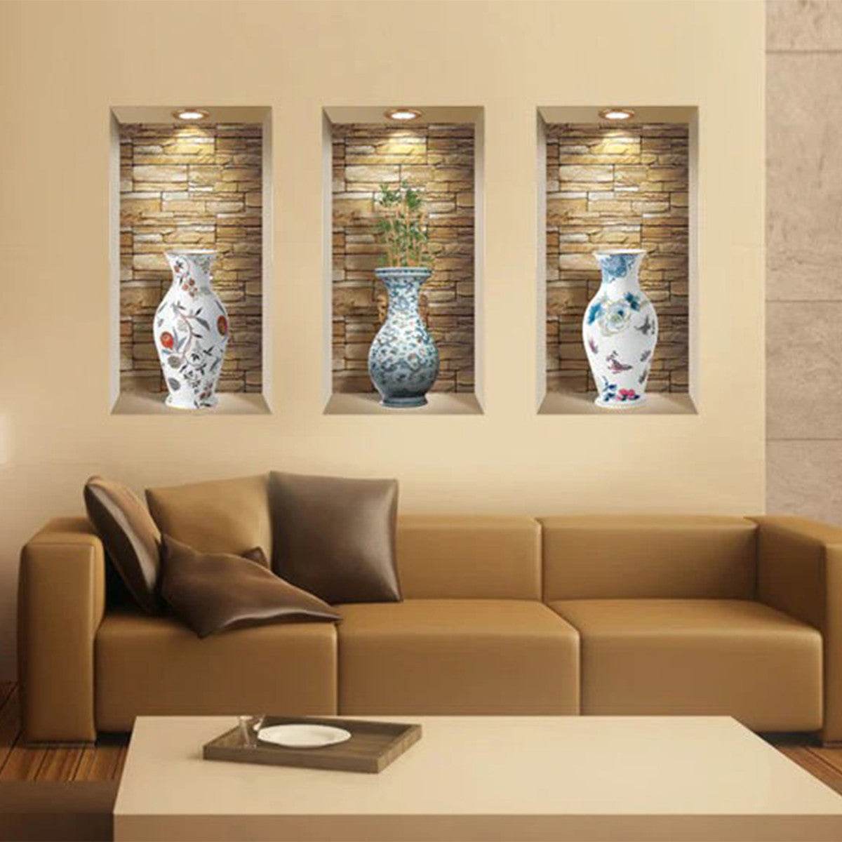 Set of Three Lea Faux Niche 3D Peel and Stick Wall Decals - Loft&Timber