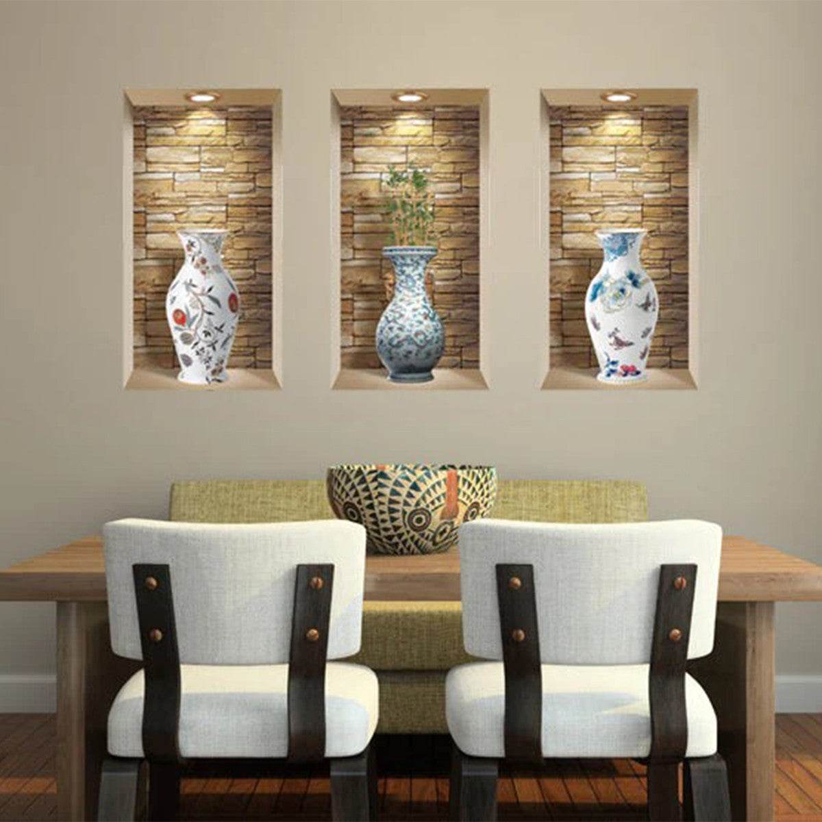 Set of Three Lea Faux Niche 3D Peel and Stick Wall Decals - Loft&Timber