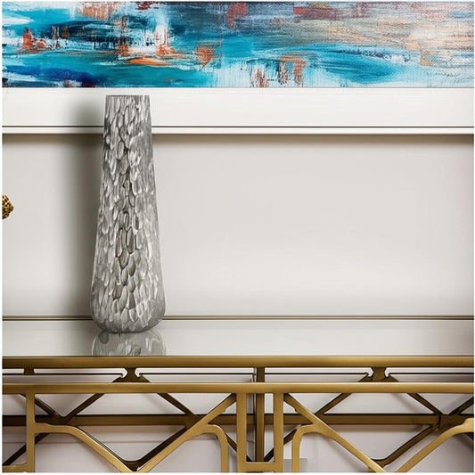 19" Silver Round Aluminum Table Vase - Loft&Timber