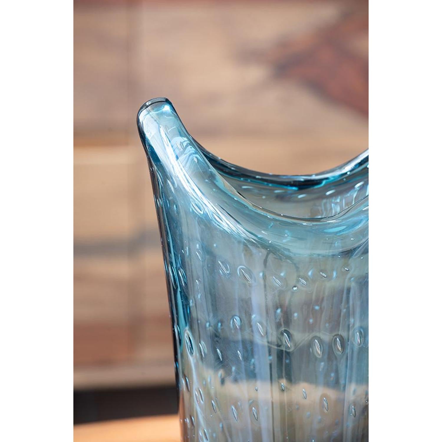 10" Cerulean Oval Glass Table Vase - Loft&Timber
