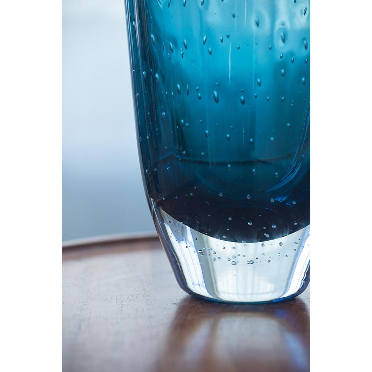 10" Cerulean Oval Glass Table Vase - Loft&Timber