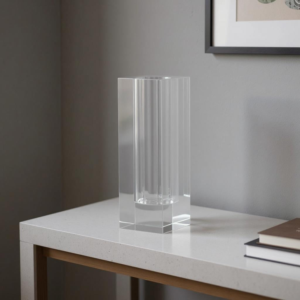 10" Clear Square Glass Table Vase - Loft&Timber