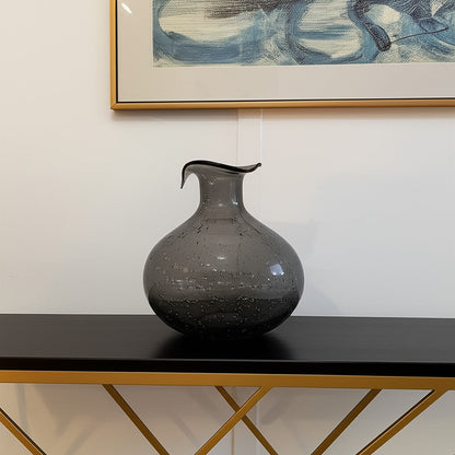 9" Light Gray Round Glass Table Vase - Loft&Timber