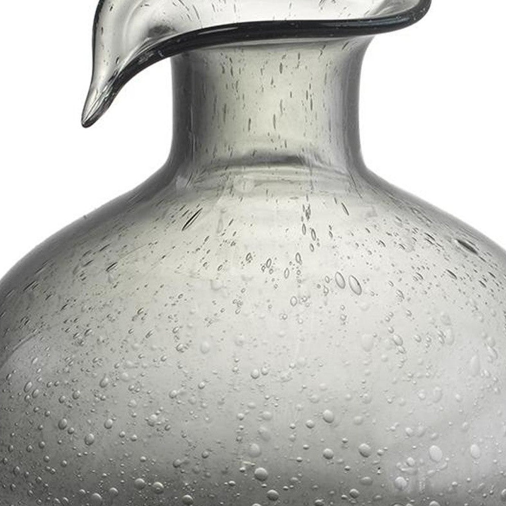 9" Light Gray Round Glass Table Vase - Loft&Timber