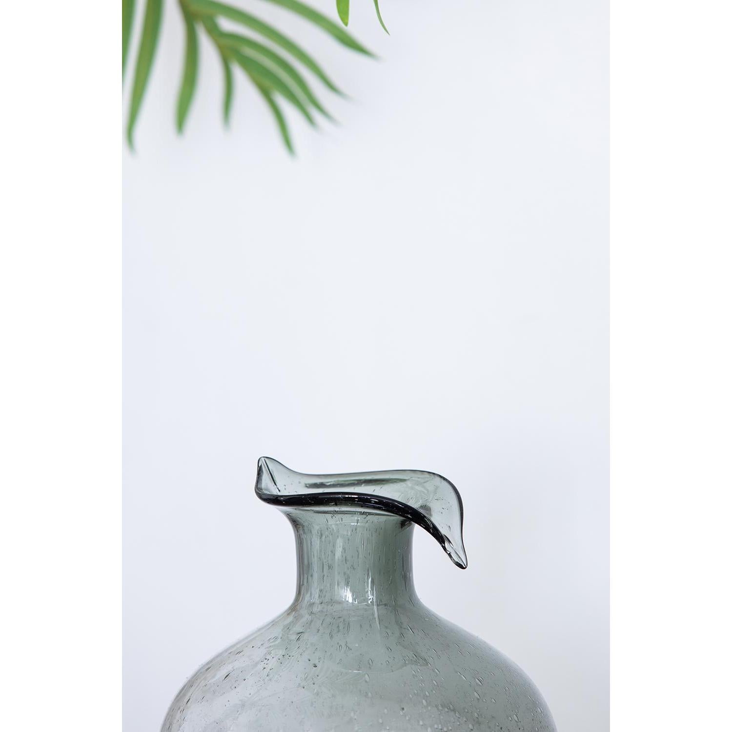 9" Light Gray Round Glass Table Vase - Loft&Timber