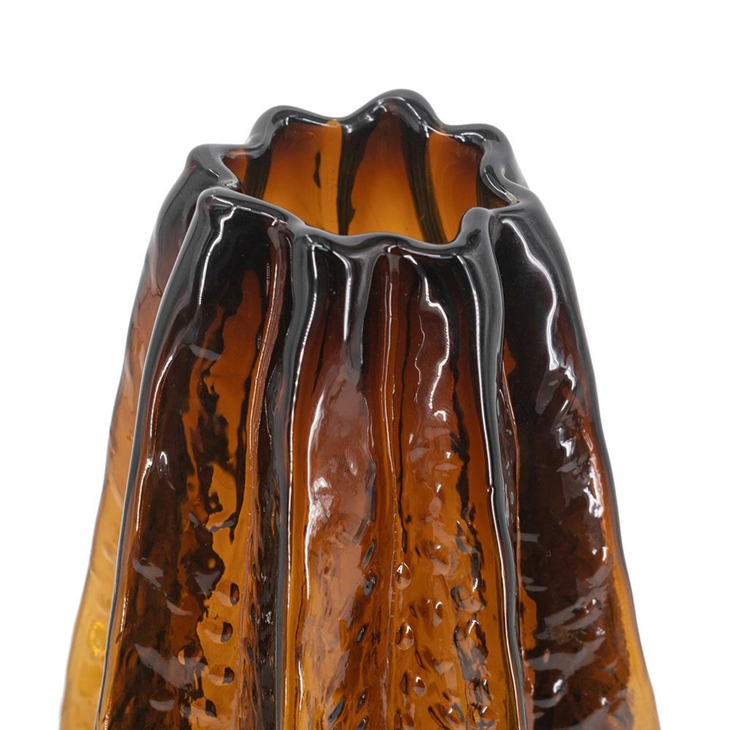 12" Burnt Umber Wavy Glass Table Vase - Loft&Timber