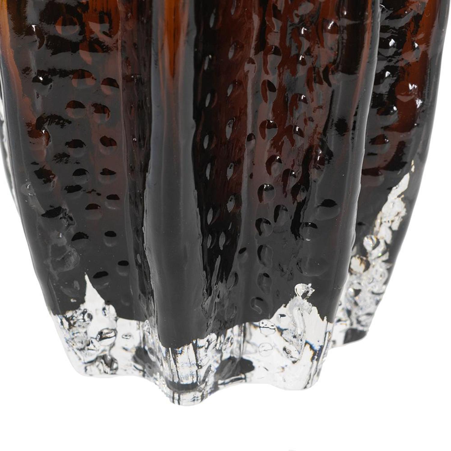 12" Burnt Umber Wavy Glass Table Vase - Loft&Timber
