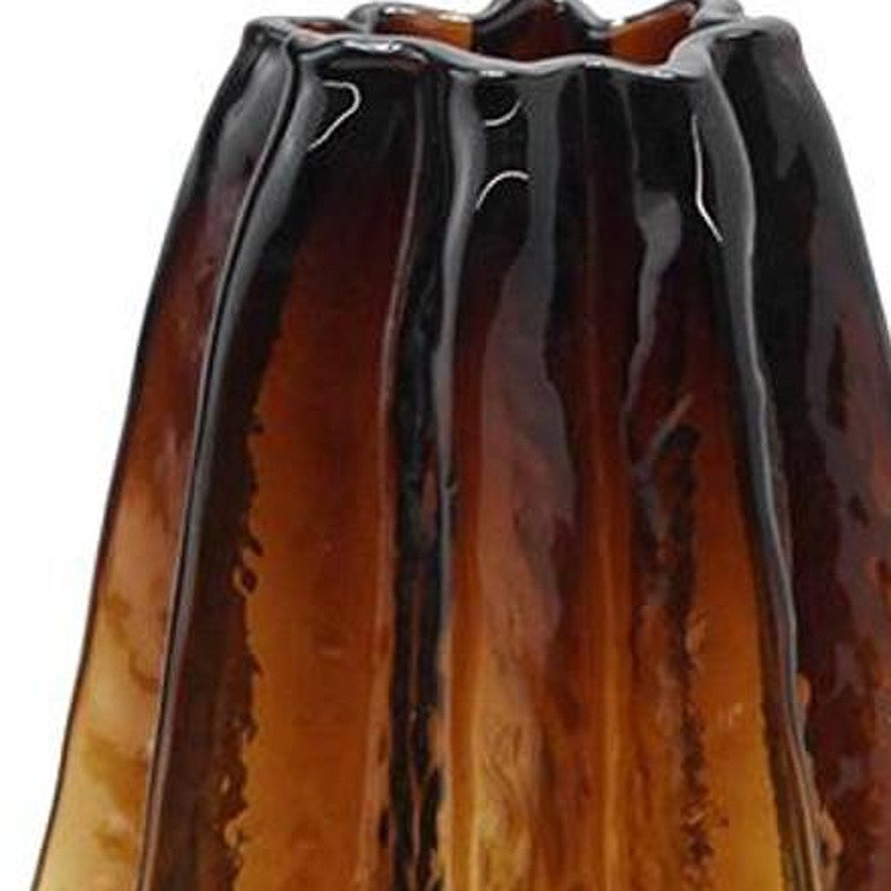 12" Burnt Umber Wavy Glass Table Vase - Loft&Timber