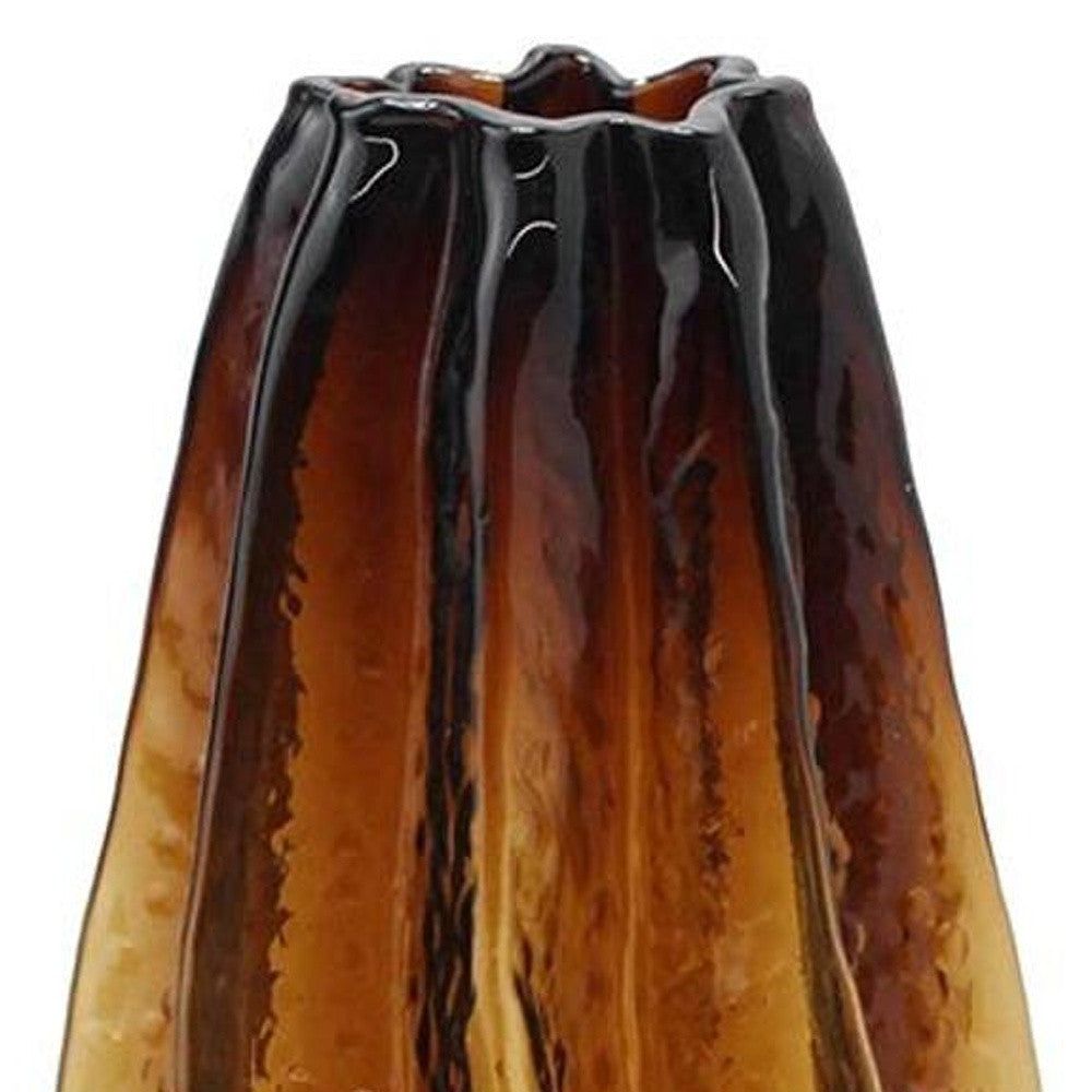 12" Burnt Umber Wavy Glass Table Vase - Loft&Timber