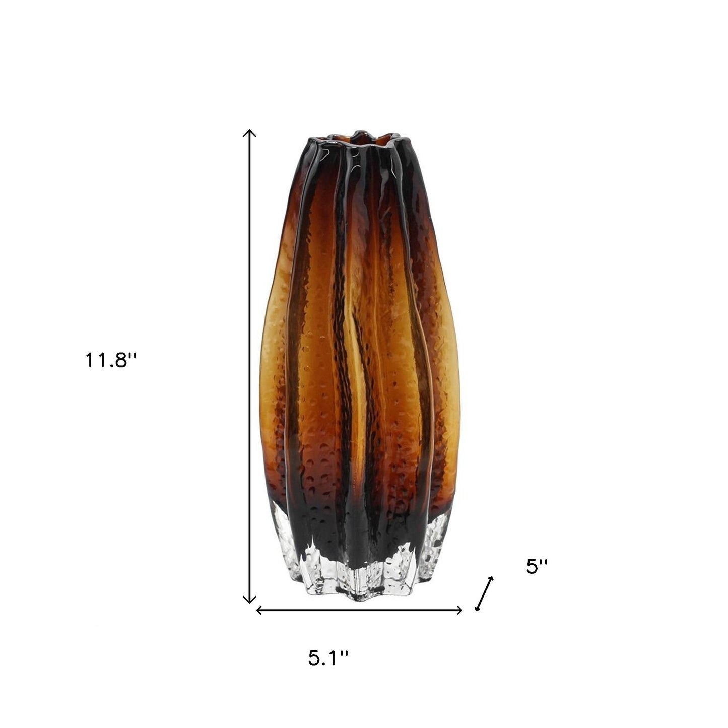12" Burnt Umber Wavy Glass Table Vase - Loft&Timber